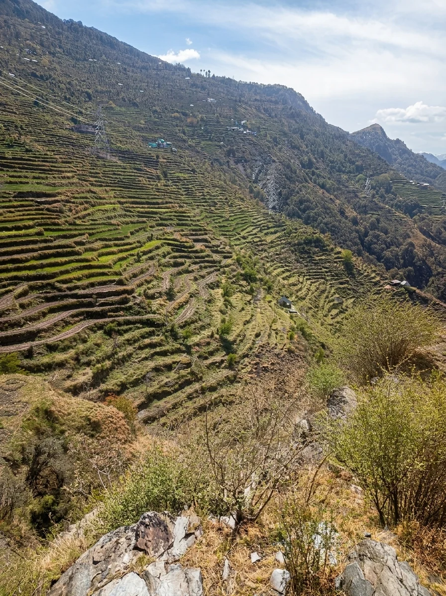 Mountain land development terraces
