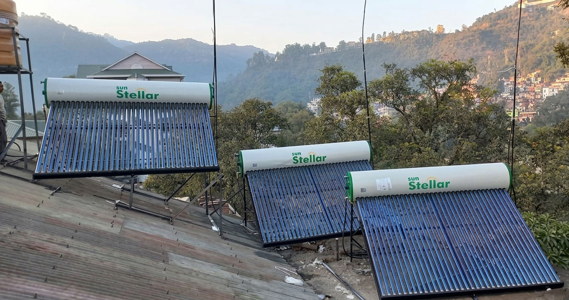 Multiple solar geysers installed on rooftop