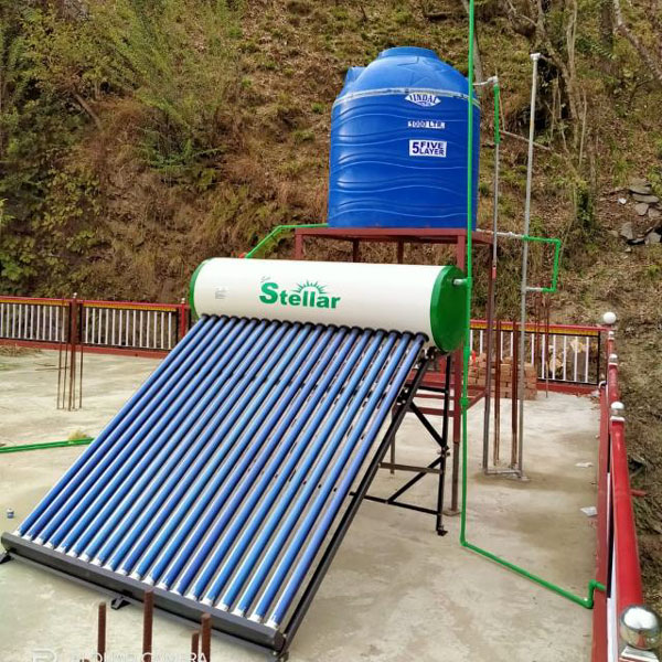 Solar geyser system connected with overhead water tank